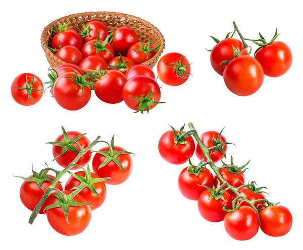 Beyaz izole kiraz domates — Stok fotoğraf