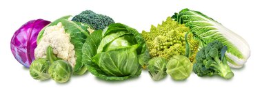 collection cabbages isolated on a white  clipart