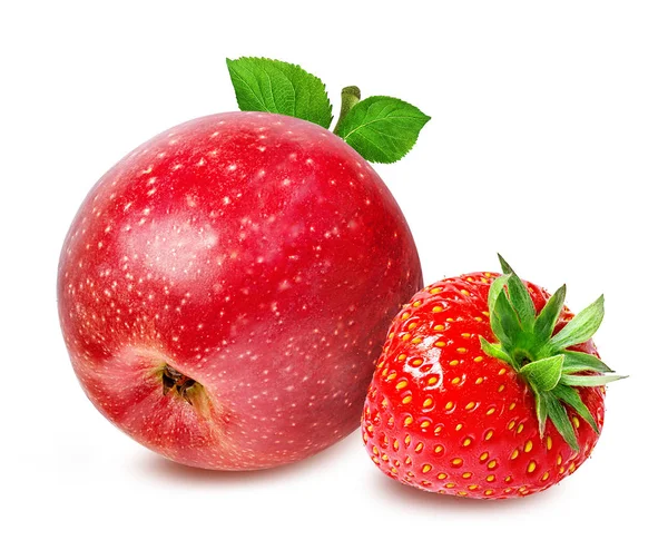イチゴとリンゴの白で隔離 — ストック写真