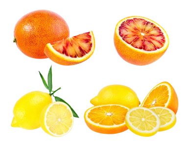  beyaz izole limon ve portakal meyve 