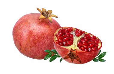 Beyaz arkaplanda izole edilmiş taze nar