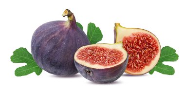 Beyaz arka planda izole edilmiş taze incirler. 