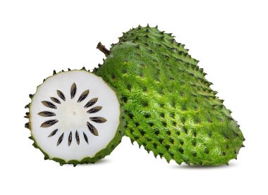 Beyaz arka plan üzerinde izole Annona muricata.oursop meyve (şeker elma, ustard elma)