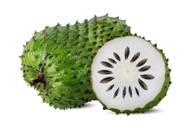 Beyaz arka plan üzerinde izole Annona muricata.oursop meyve (şeker elma, ustard elma)
