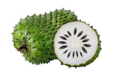 Beyaz arka plan üzerinde izole Annona muricata.oursop meyve (şeker elma, ustard elma)