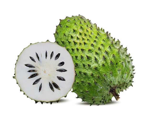 Beyaz arka plan üzerinde izole Annona muricata.oursop meyve (şeker elma, ustard elma)
