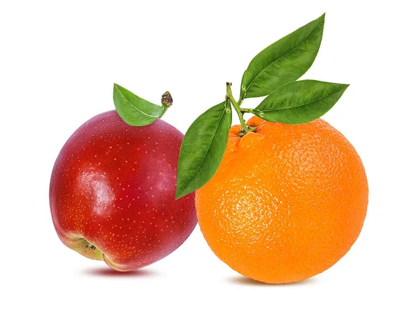 Appels Sinaasappel Geïsoleerd Witte Achtergrond — Stockfoto
