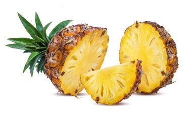 Beyaz arkaplanda izole edilmiş taze ananas
