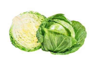 Beyaz arkaplanda yeşil lahana