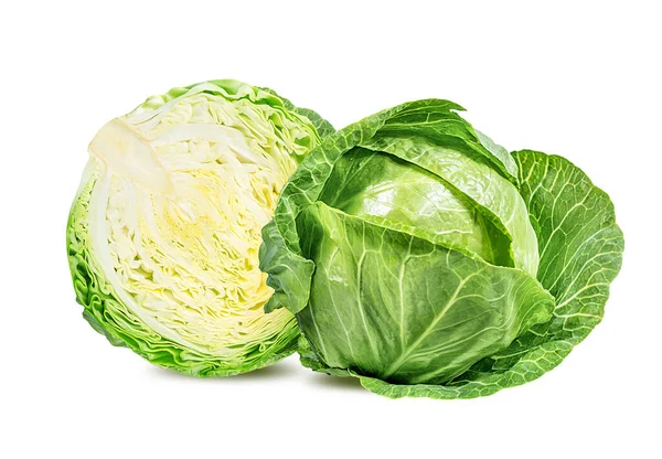 Green Cabbage Isolated White Background — Stock Photo, Image