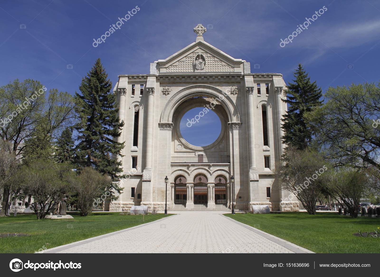 Saint Boniface Cathedral, Winnipeg, Manitoba, Canada. Stock Photo by