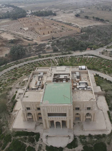 Desierto Palacio Sadam Husein Babilonia Irak Visto Desde Aire Ruinas — Foto de Stock