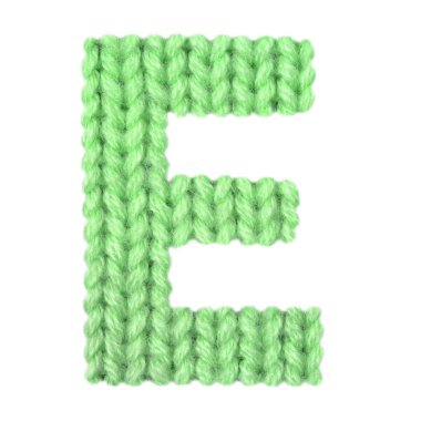 E harfinin İngilizce alfabe, renk yeşil