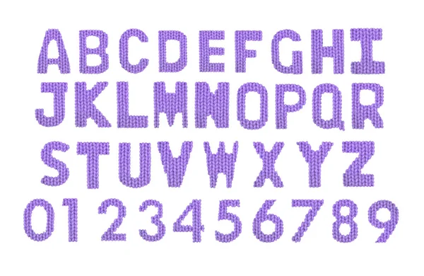 Letters and numerals english alphabet. Color purple — Stock Photo, Image