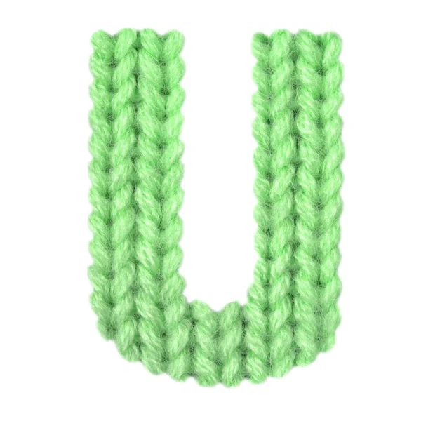 Lettera U alfabeto inglese, colore verde — Foto Stock