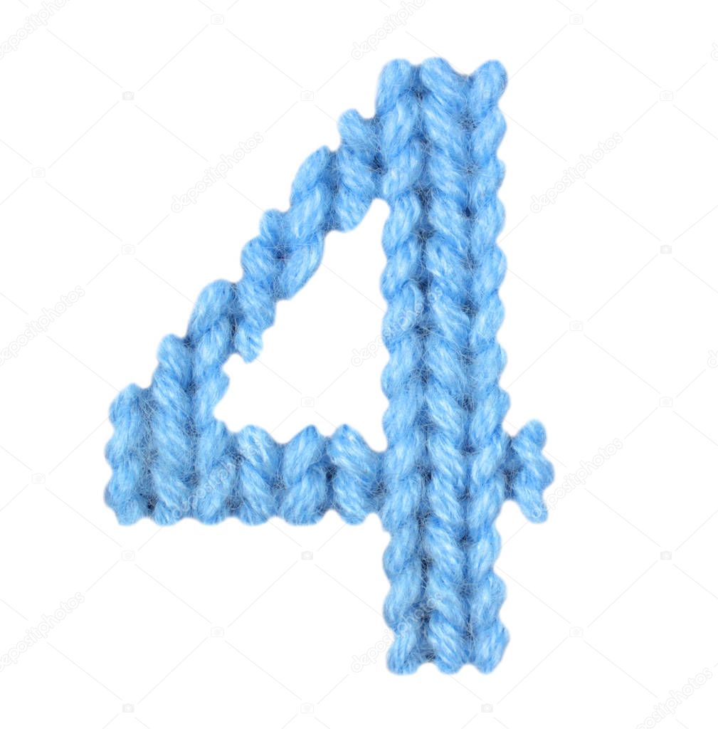Number 4 (four) alphabet, color blue