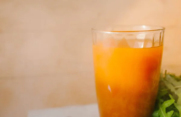 Carrot juice in a glass — Stock Photo, Image