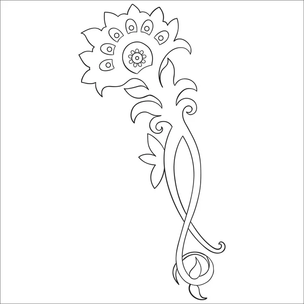Stylized flower drawn in a line art style. Vector illustration. — Stock Vector