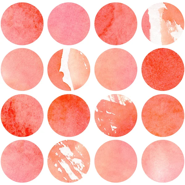 Акварельные круги коллекции в красном и коралловом палитры. геометрический узор, оберточная бумага . — стоковое фото