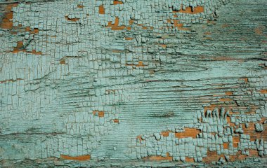turkuaz renkli boya peeling ahşap doku üzerinde kırık