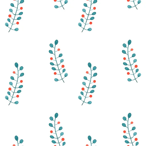 Aquarela sem costura Natal Pattern.holiday design floral isolado no fundo branco . — Fotografia de Stock