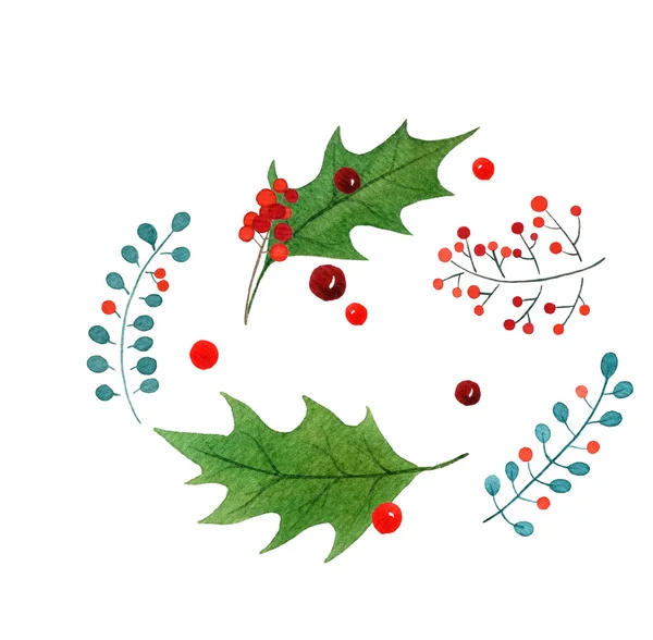 Feliz Natal aquarela mão desenhada cartão de saudação. design de férias isolado no fundo branco . — Fotografia de Stock