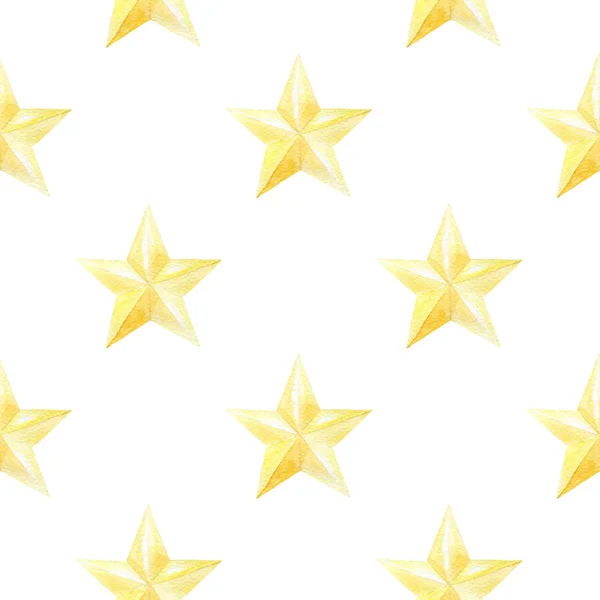Aquarel naadloze patroon met gouden sterren. Kerstmis of Nieuwjaar afdrukken voor het verpakken van papier, kaart of textiel ontwerp. — Stockfoto