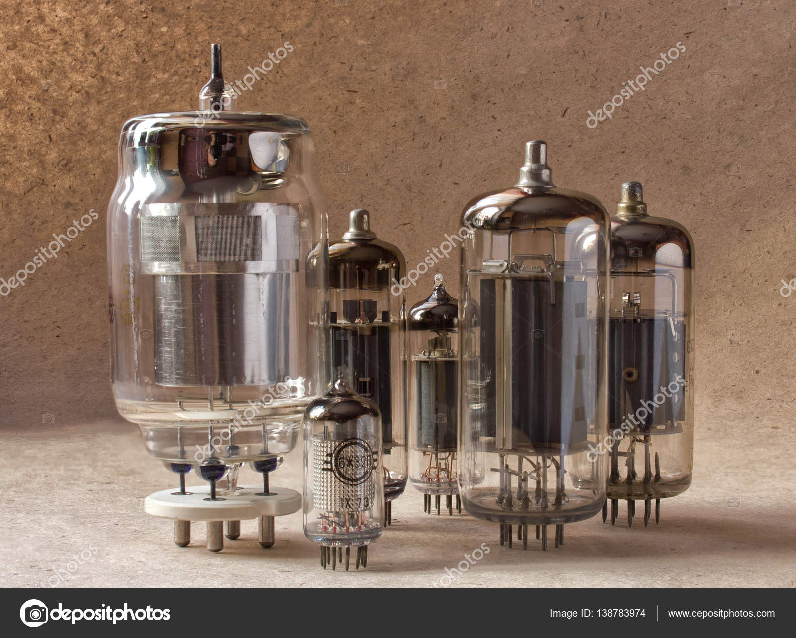 Composition of different vintage electronic vacuum tubes. — Stock Photo © Mesori 138783974