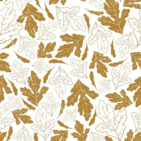 Herbst nahtlose Muster mit Herbstblättern isoliert auf weißem Hintergrund. Trendprint mit Grunge-Textur. — Stockvektor
