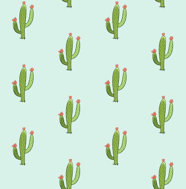 Cactus seamless vector pattern
