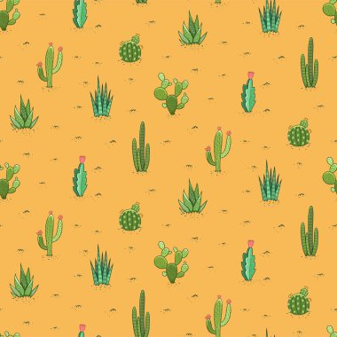 Succulents ve kaktüs seamless modeli