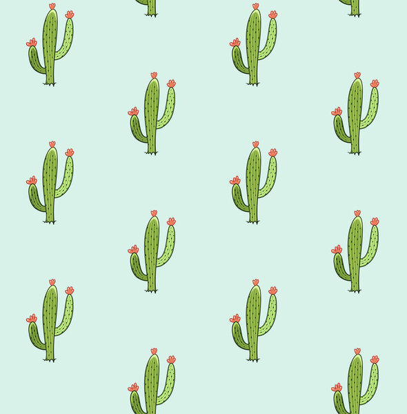 Patrón de vector sin costura de cactus — Vector de stock