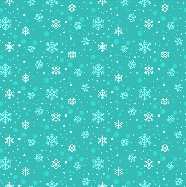 Invierno copos de nieve patrón de vectores sin costuras en el estilo de diseño plano — Vector de stock