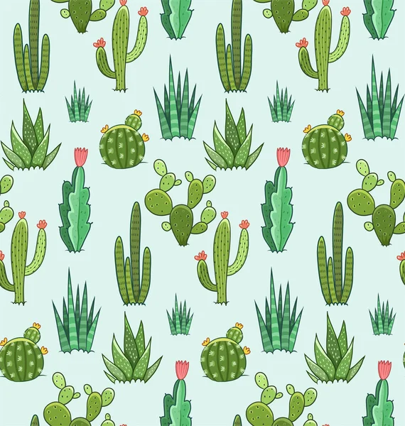 Sappig en cactus naadloos patroon — Stockvector