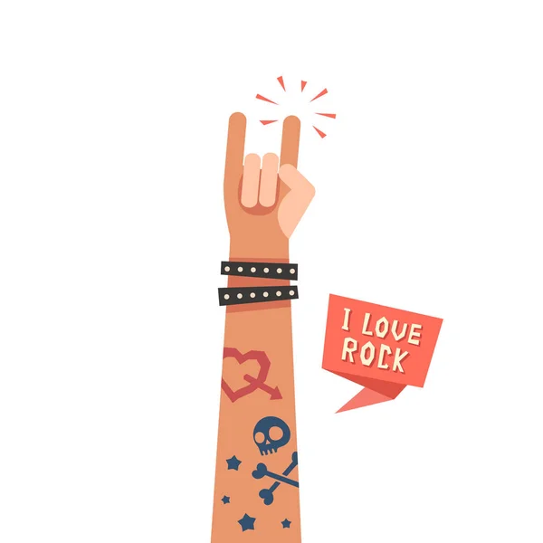 Un coup de main montrant Rock signe — Image vectorielle