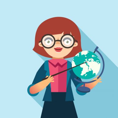 Öğretmen ile dünya tutarak bir işaretçi