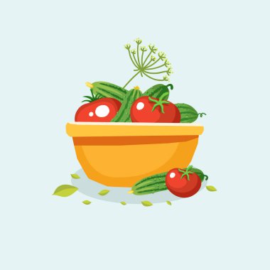 Kase sebze dolu: salatalık, domates, dereotu