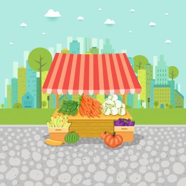 Taze sebze ile çiftçinin stand