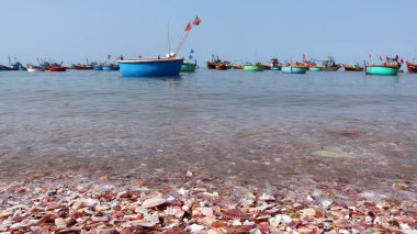 Geleneksel tekneler Thng chai MUI Kuzey Beach, Vietnam turu