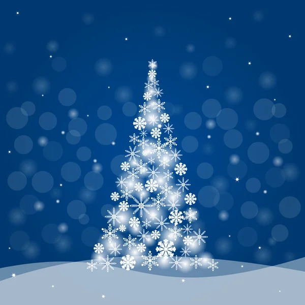 Різдвяна ялинка зі сніжинок на синьому фоні — стоковий вектор