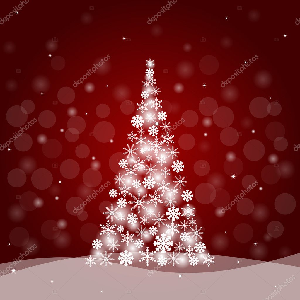 Christmas Tree Made Of Snowflakes On Red Background Premium Vector In Adobe Illustrator Ai Ai Format Encapsulated Postscript Eps Eps Format