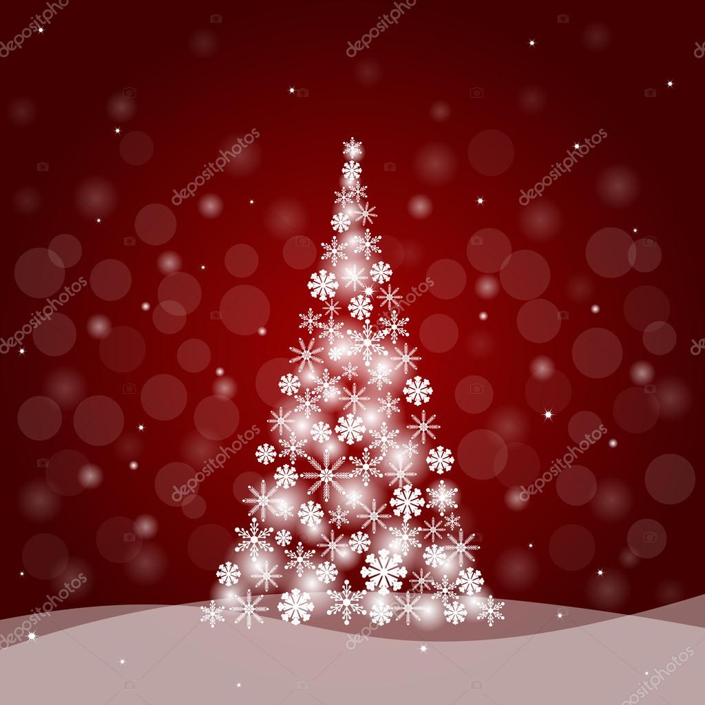 Christmas Tree Made Of Snowflakes On Red Background Premium Vector In Adobe Illustrator Ai Ai Format Encapsulated Postscript Eps Eps Format