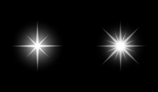 Luzes cintilantes vetoriais Estrelas definidas. Brilhante efeito de luz estrela explode coleção — Vetor de Stock