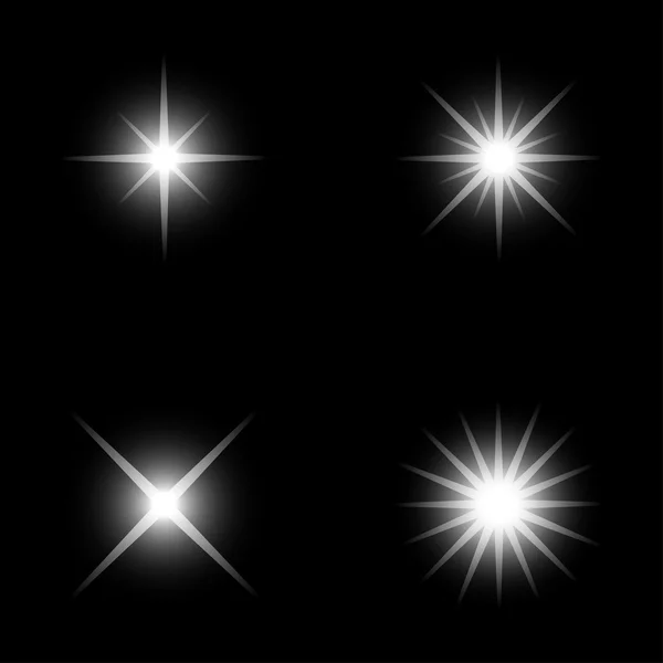 Étincelles vectorielles étoiles réglées. Lumineux effet de lumière étoile rafales collection — Image vectorielle