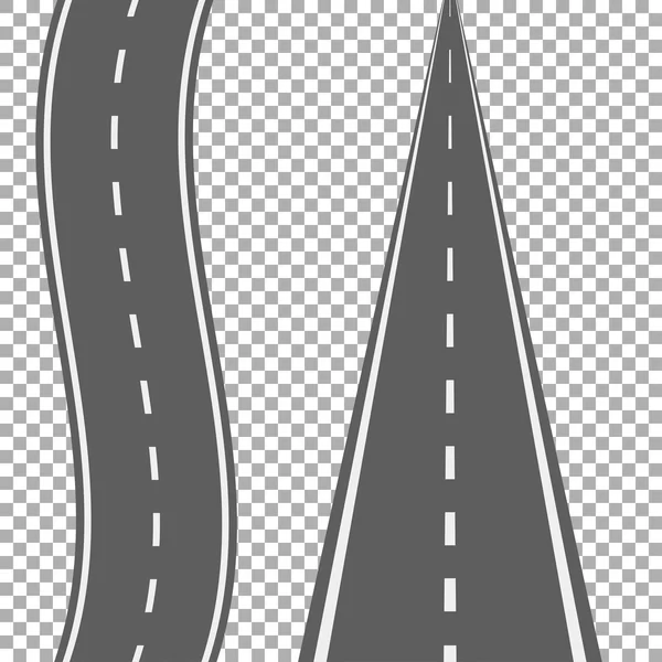 Curved and straight road with white markings — Stock Vector