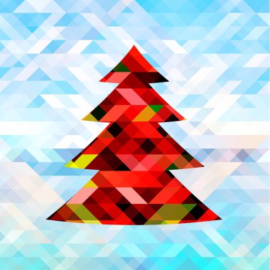 Soyut Noel ağacı üçgen yaptı. Vektör çizim