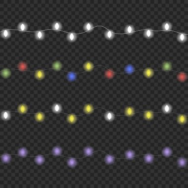 Renk çelenk, Festival süsleri kümesi. Parlak Noel ışıkları