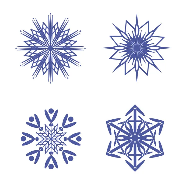 Flocons de neige vectoriels isolés sur fond blanc — Image vectorielle