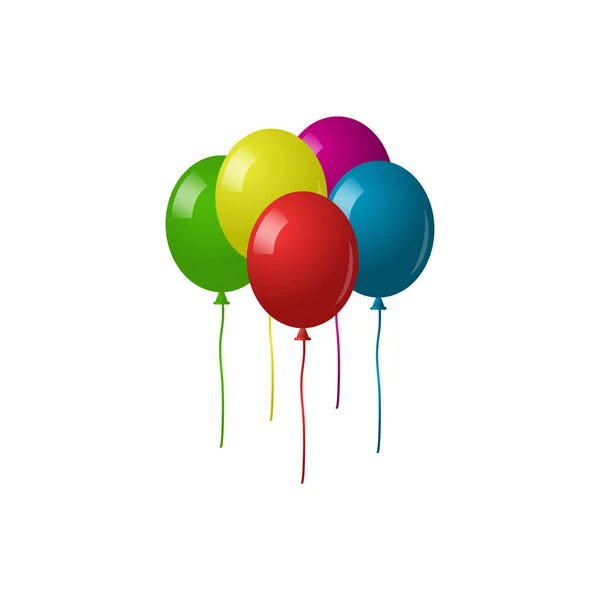 Colección de globos de colores. Globos de helio coloridos aislados sobre fondo blanco — Vector de stock