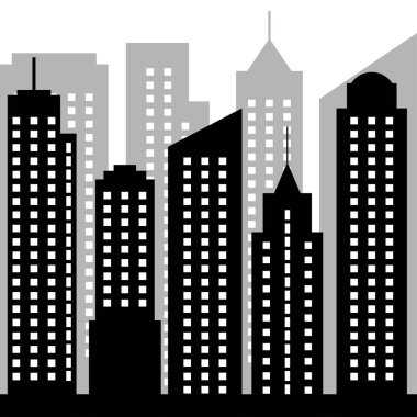 Vektör şehir silueti ile pencere eşiği. Vektör çizim